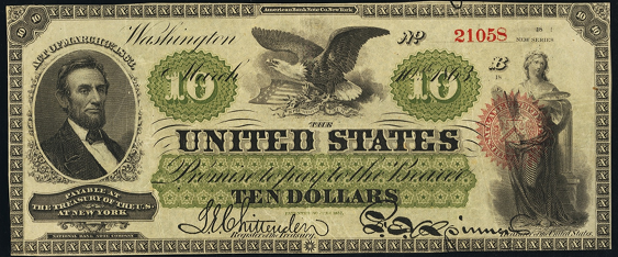 1863 $10 Legal Tender Value - How much is 1863 $10 Bill Worth ...