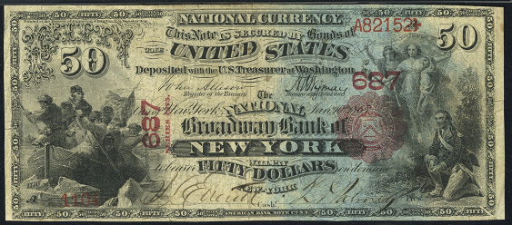 1875 $50 National Bank Notes Value - How much is 1875 $50 Bill Worth ...