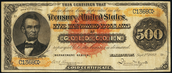 1882 $500 Gold Certificate Value How much is 1882 $500 Bill Worth